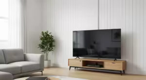 A graph showing the price history of a product over several months, alongside an image of a television set.
